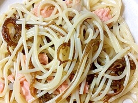 サーモンともずく冷製パスタ